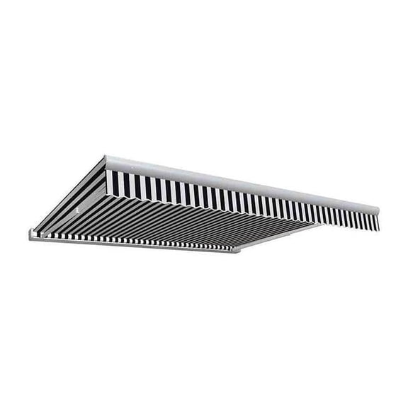 8 ft. Key West Full Cassette Manual Retractable Awning, Black & White - 78 in.