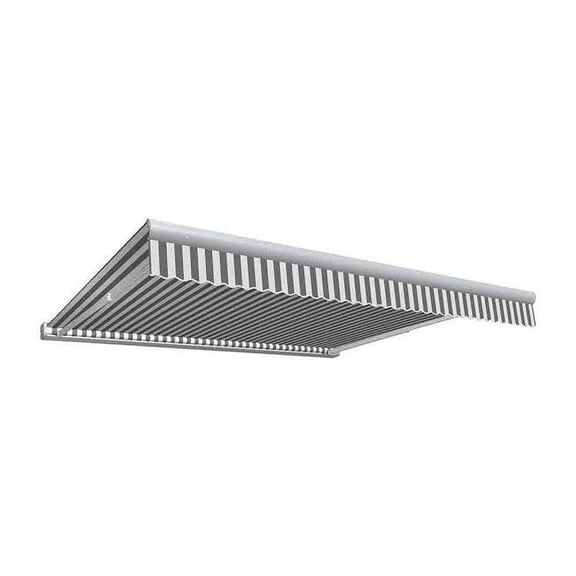 8 ft. Key West Full Cassette Manual Retractable Awning, Gray & White - 78 in.