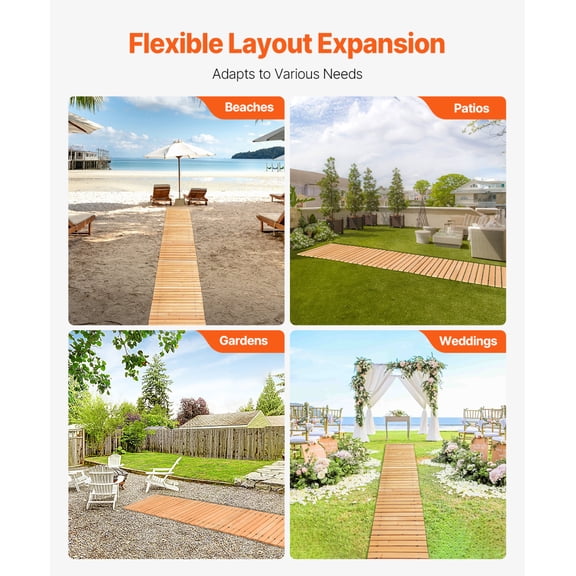 8 ft L x 17 in W Straight Wooden Garden Pathway Roll Out Garden Walkway On-Site