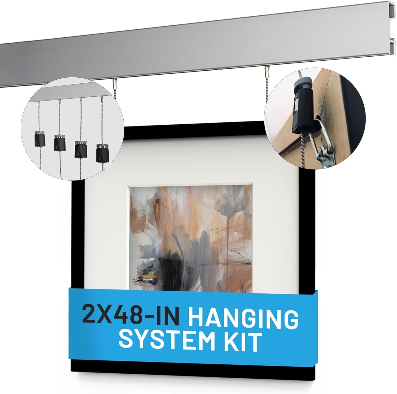 Track Hanging Set 8-ft Picture Hanging kit, Complete Set Covers 8 Linear ft of Wall (2 ...