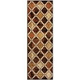 thumbnail image 1 of 8 ft. Quatrefoil Power Loom Distressed Stain Resistant Machine Made Runner Rug, Coffee, 1 of 1