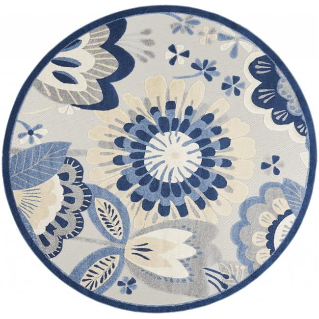 8 ft. Round Blue & Gray Indoor & Outdoor Area Rug - Walmart.com