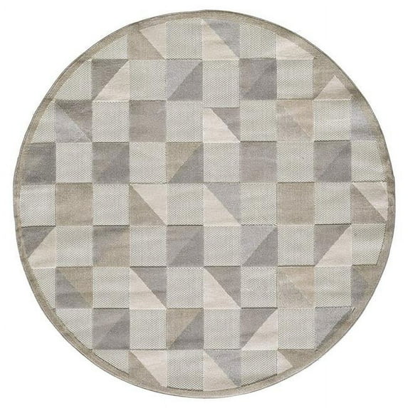 8 ft. Round Gray Triangle Indoor or Outdoor Area Rug - Grey - 8 ft.