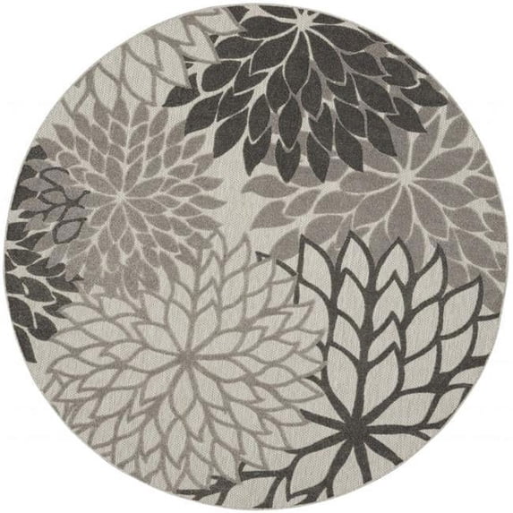8 ft. Round Silver & Gray Indoor & Outdoor Area Rug