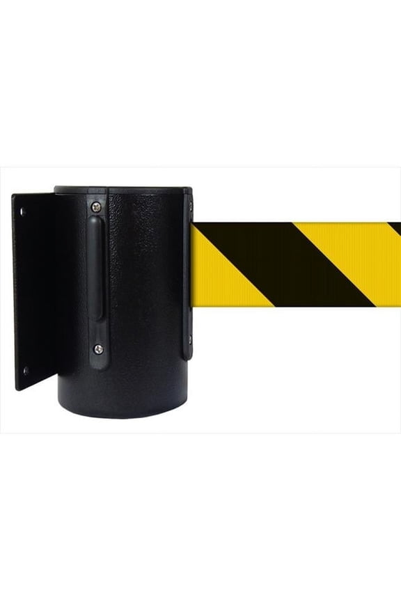 8 ft. Safety Stripe Belt Wall Mounted Belt Barriers - Black Finish