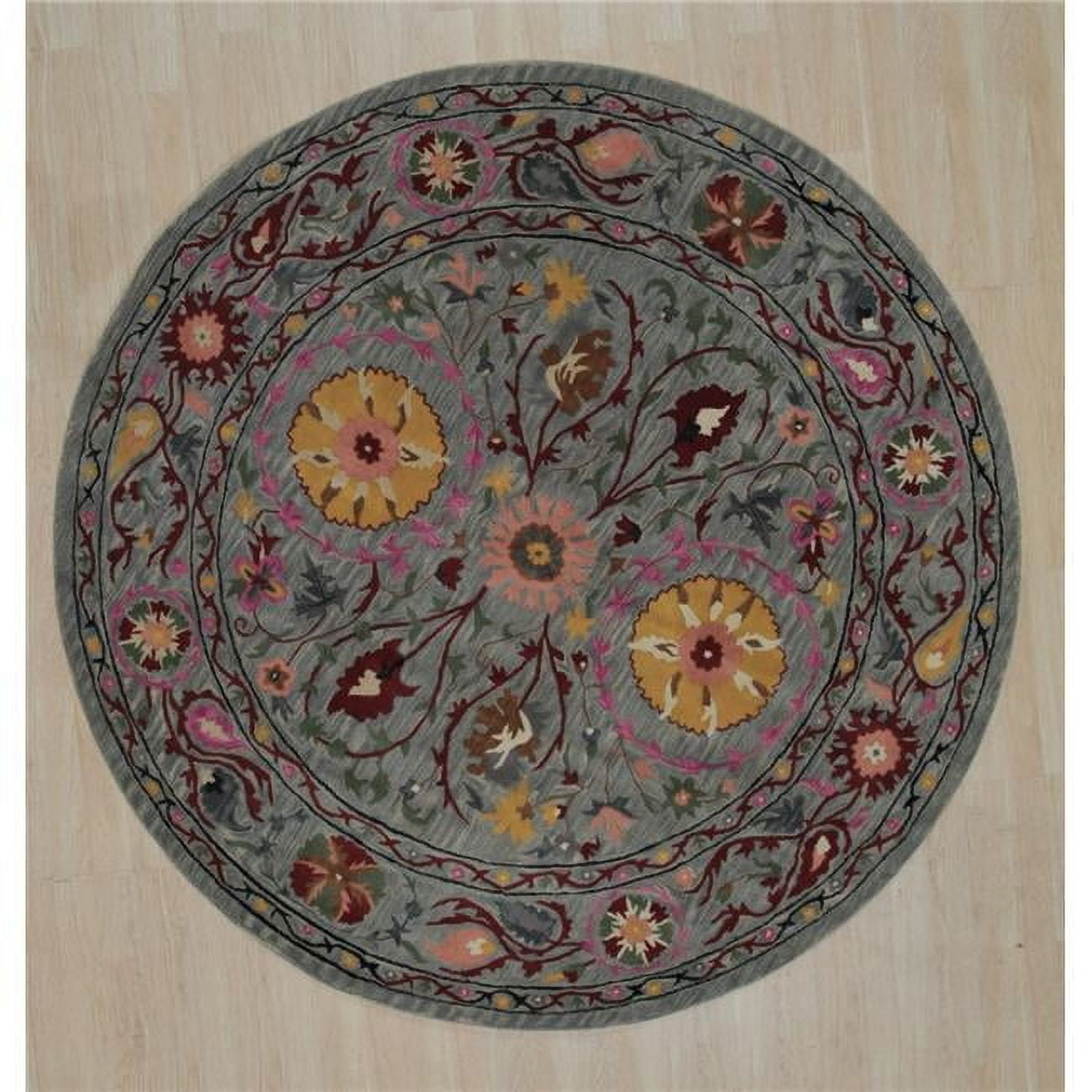 8 ft. Suzani Traditional Round Area Rug - Blue - Walmart.com