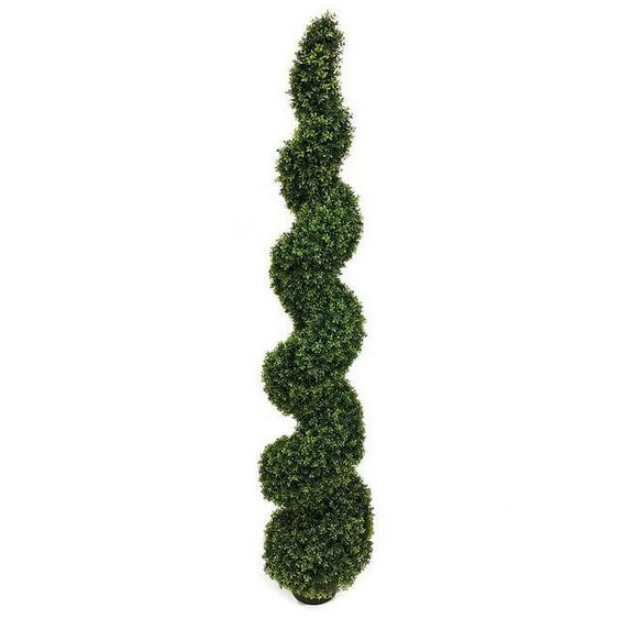 8 ft. UV Dwarf Boxwood Spiral Topiary, Tutone Green