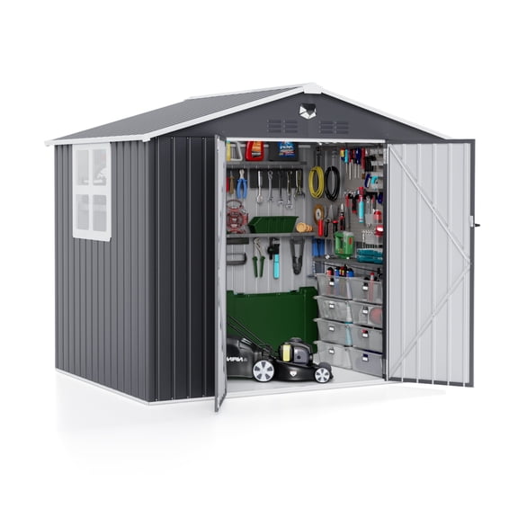 8 ft. W x 6 ft. D Metal Storage Tool Shed, Outdoor Shed with Window & Air Vents for Garden, Patio, Backyard, Poolside