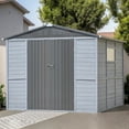 thumbnail image 1 of 8 ft. W x 8 ft. D Outdoor Iron & Solid Wood Tool Storage Shed with Two Doors and Windows, 1 of 7