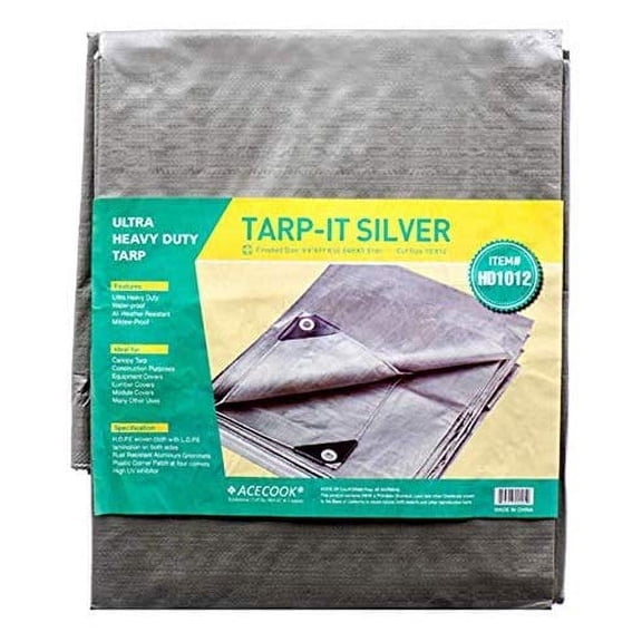 8 ft X 10 ft Waterproof Multi Purpose Water Proof Silver Tarp Poly Cover for Roof Car Heavy Duty