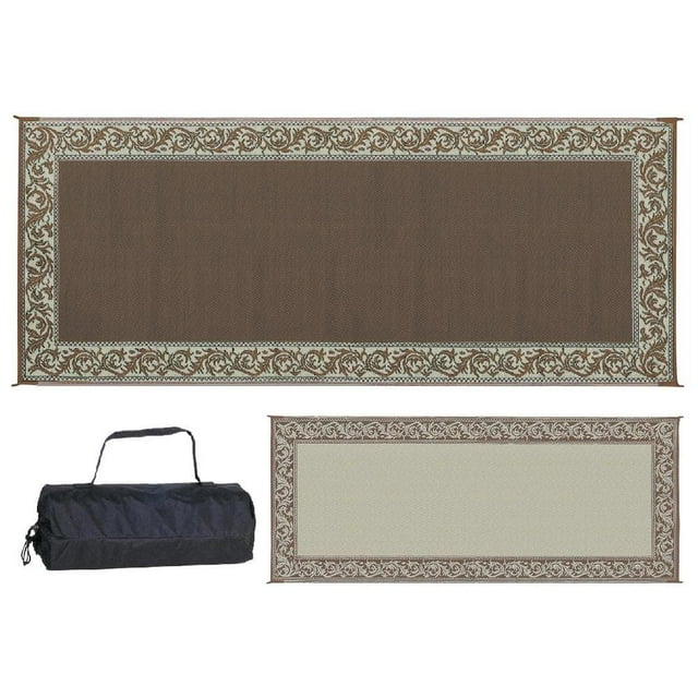 8 ft. x 20 ft. Classical Brown/Beige Reversible Outdoor Camping Patio
