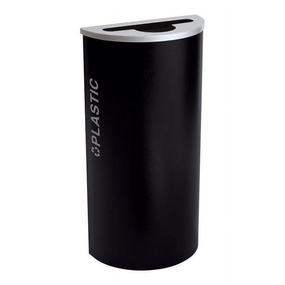 8 gal Kaleidoscope Black Tie Series Half Round Paper Recyclable Bins, Black