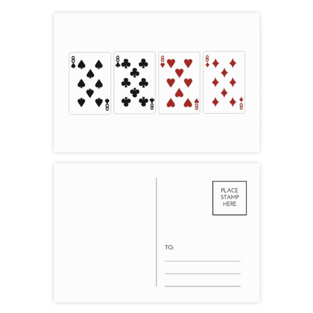 8 heart spade club pattern postcard set birthday mailing thanks greeting card