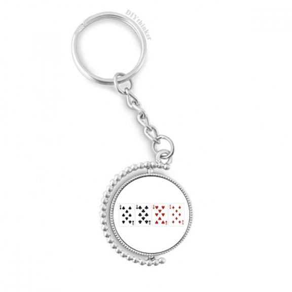 8 heart spade club pattern rotatable keyholder disc accessories chain clip