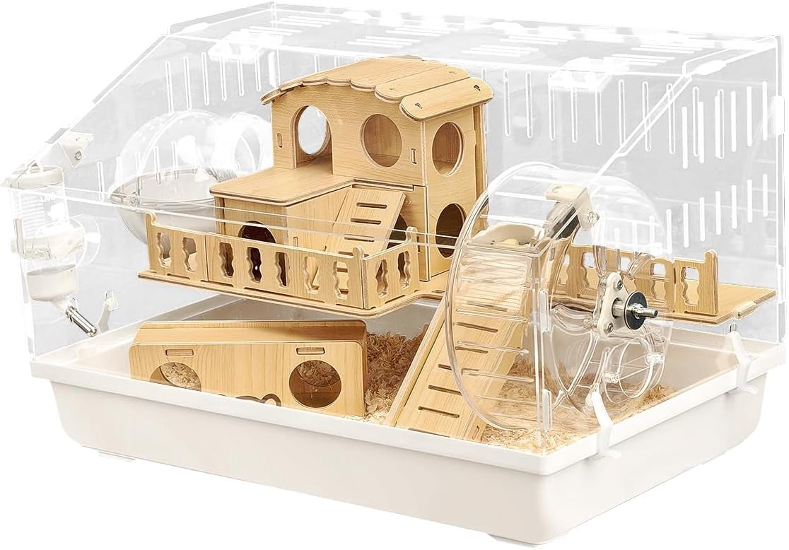 8-in-1 Acrylic Hamster Cage: 2-Layer, Clear Panels, Top-Opening, Full ...
