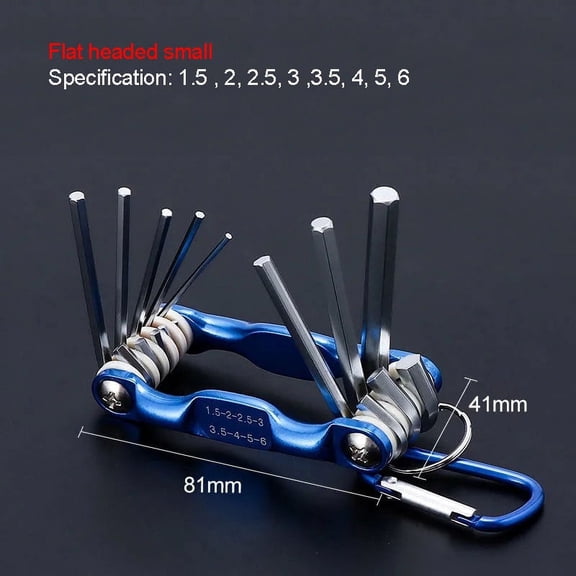 8-in-1 Allen Wrench Set, Portable Folding Hex Key Set, Metric Allen Key Multi Tool, 1.5-6mm Hex Wrench Kit with Carabiner, Compact Pocket Size Hex Tool for Bikes, Furniture & DIY Repairs