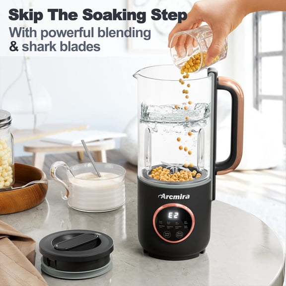 8 in 1 Automatic Nut Milk Maker, 10-Blade 35oz Plant-Based Beverage Machine with Delay Start & Self Clean