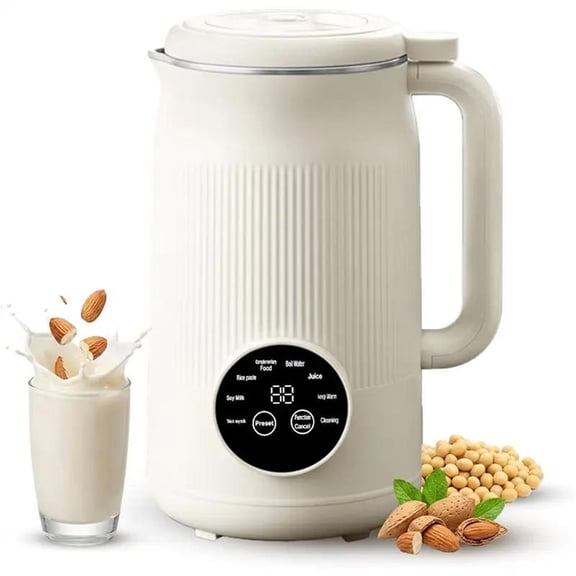 8-in-1 Automatic Nut Milk Maker 50oz 12-Blade Almond Soy Oat Milk Machine 800W Stainless Steel Blender Heating Keep Warm Auto Clean Digital Touch Control for Smooth Dairy-Free Drinks