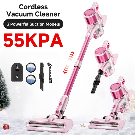 8-in-1 Cordless Stick Vacuum Cleaner 55kPa - 45-Min Battery Lightweight ABS Wireless Vacuum for Pet Hair Hardwood Carpet Floor