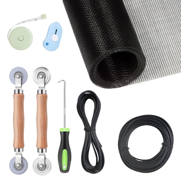 8-in-1 DIY Window & Door Screen Replacement Kit with Fiberglass Screen and Tools