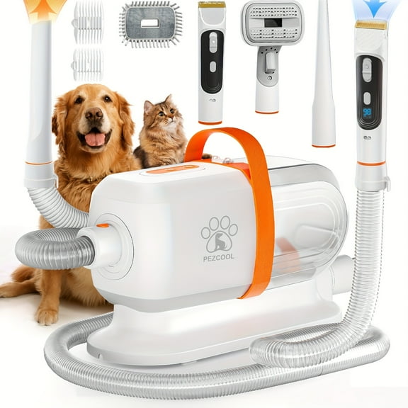 8-in-1 Dog Grooming Vacuum with Dryer - 74.39oz Cup, Low Noise, Strong Suction for Shedding, 6 Tools for Home Pet Hair, Ideal for Dogs