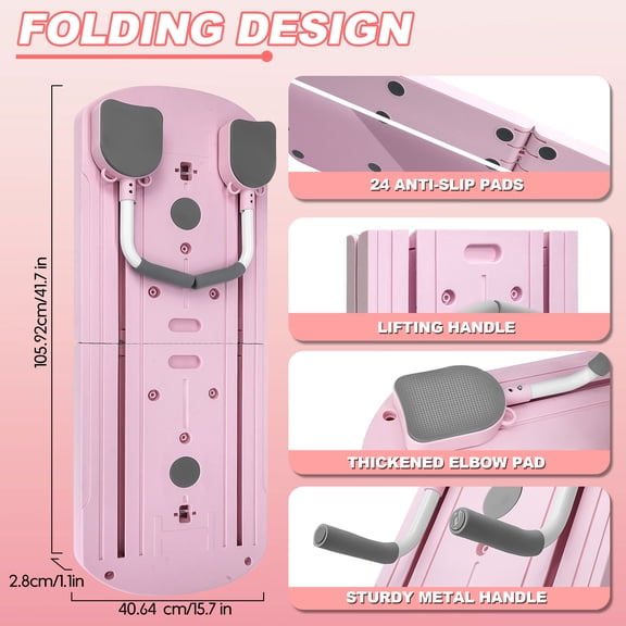 8-in-1 Foldable Pilates Reformer Machine, Portable Home Workout Pilates Kit for Women, Compact Fitness Equipment in Pink