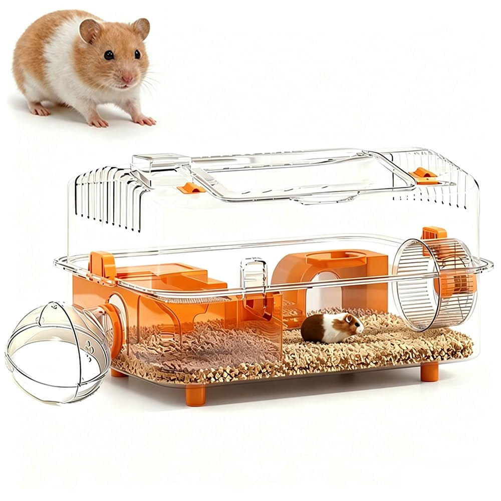 8-in-1 Hamster Cage  No Assembly Full Transparent Small Desktop/breeding/nursery 16.93*11.81*9.45 In Fits Space/kid's Room For & Hamsters