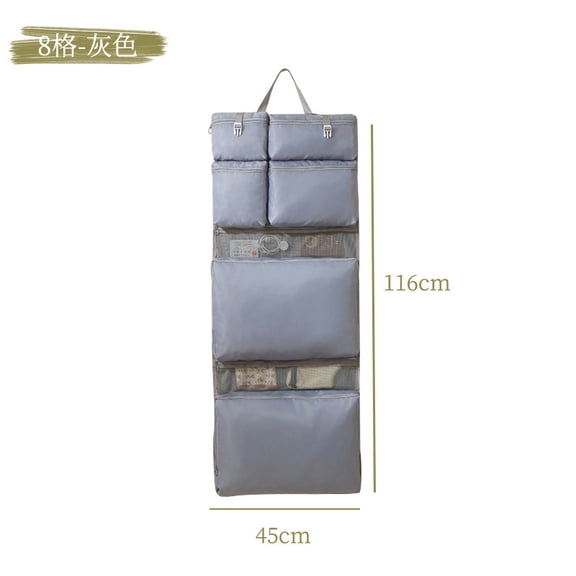 8-in-1 Hanging Travel Organizer Bag, Foldable Multi-Compartment Luggage Organizer for Clothes, Underwear and Socks, 45.7 x 17.7 in, Gray