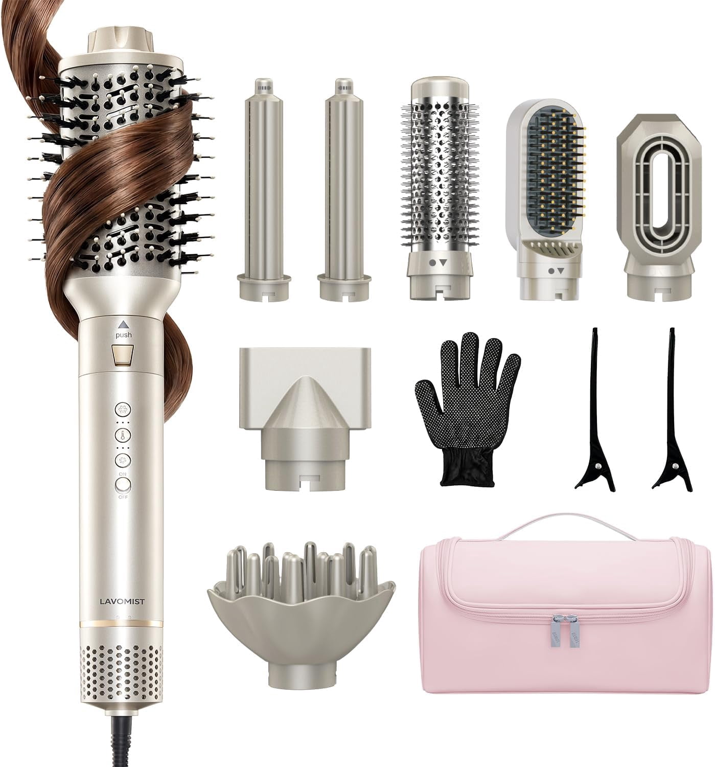 LAVOMIST 8-in-1 Hot Air Styler & Hair Dryer Brush with