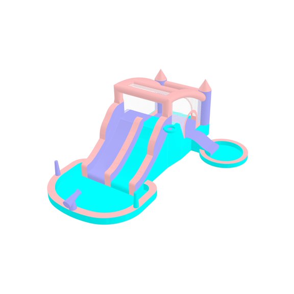 8-in-1 Inflatable Water Slide Bounce House Three Slides Water Park with Splash Pool, Water Cannon,Ball Pit & Basketball Game for Backyard Outdoor Aged 3-8 with 520W Blower,197 x 148 x 75 Inches