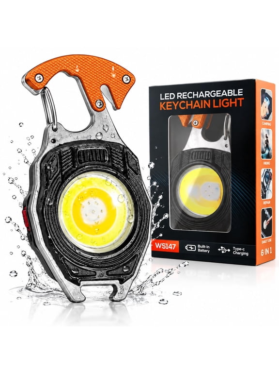 8-in-1 Keychain Flashlight – Pocket EDC Tool with Strobe, Emergency Seat Belt Cutter, Bottle Opener, and Screwdriver