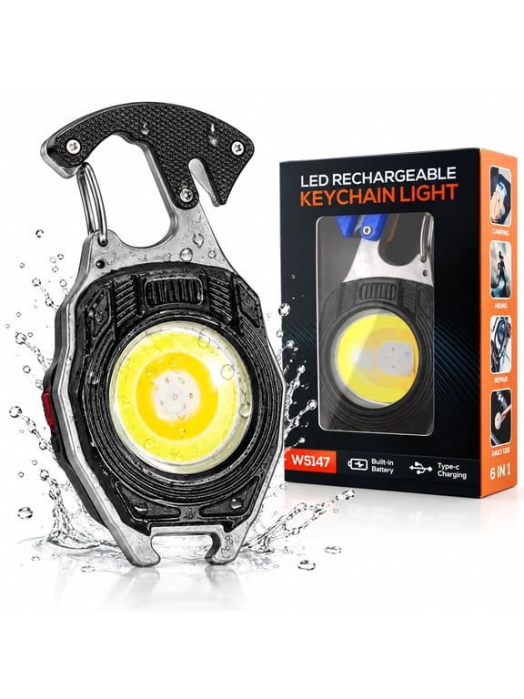 8-in-1 Keychain Flashlight – Pocket EDC Tool with Strobe, Emergency Seat Belt Cutter, Bottle Opener, and Screwdriver