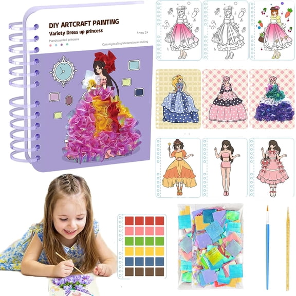 8-in-1 Magic Princess Craft Set, Magic Princess Crafts, DIY Activity with Princesses Stickers, Foil Crafts Art Fun & Gem Painting for Boys & Girls Ages 4-8