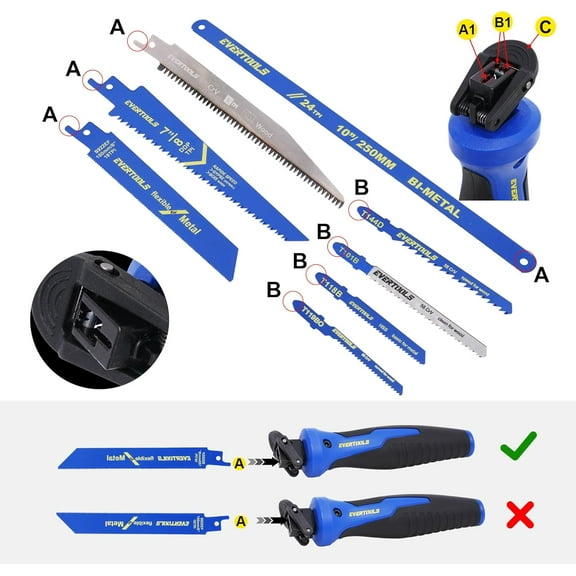 8-in-1 Multi-Blade Hand Saw, Small Hacksaw, Long Handsaws, Jab Saw, Mini Blade Quick-Change Mechanism for Cutting Drywall, Sheetrock, Wood, Metal, Plastic and Plywood.