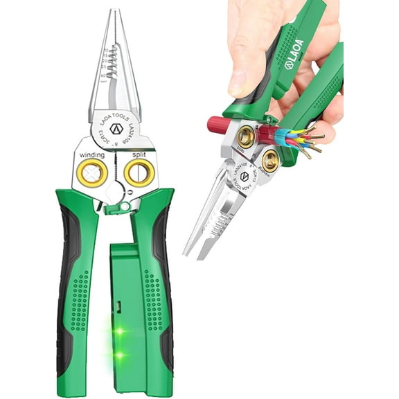 8-in-1 Multi-Functional Wire Stripper Scissors with Electrical Test, Wire Stripper and Crimping Tool, for Wire Stripping, Winding, Opening, Clamping, Cutting, Splitting