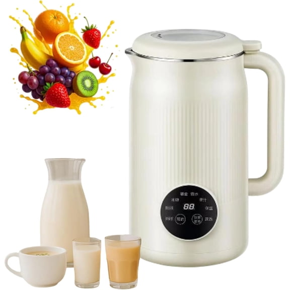 8-in-1 Multifunction Nut Milk & Juice Maker Automatic Soybean Machine with Keep Warm Function for Nuts Oat & Soy Milks White