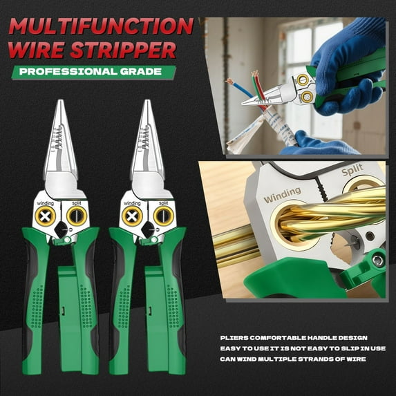 8-in-1 Multifunction Wire Stripper with Voltage Tester, Electrician Pliers for Cutting, Stripping, Pulling Wires, Cable Scissors, Anti-Slip Grips, Professional DIY Tool (1*Wire Stripper)