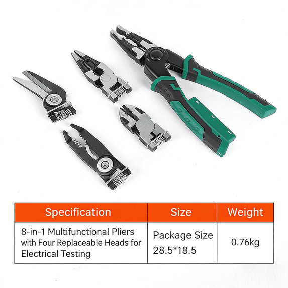 8-in-1 Multifunctional Electrician Pliers with Voltage Test Wire Stripper Cutter Crimper