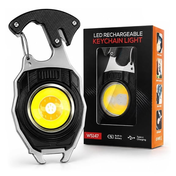 8 in 1 Multifunctional Keychain Flashlight, Multifunction Keychain Flashlight, LED EDC Multitool with Bottle Opener, Screwdriver & Display