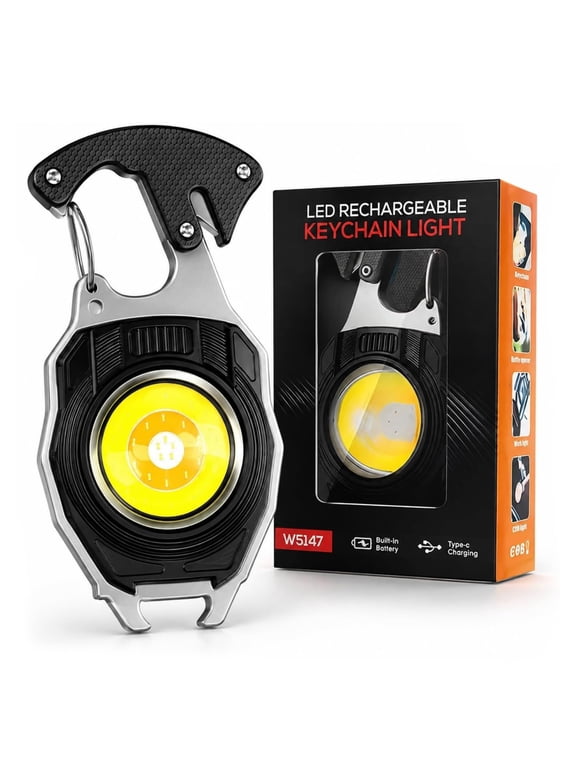 8 in 1 Multifunctional Keychain Flashlight, Multifunction Keychain Flashlight, LED EDC Multitool with Bottle Opener, Screwdriver & Display