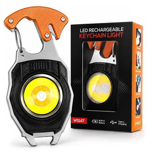 8 in 1 Multifunctional Keychain Flashlight, Multifunction Keychain Flashlight, LED EDC Multitool with Bottle Opener, Screwdriver & Display
