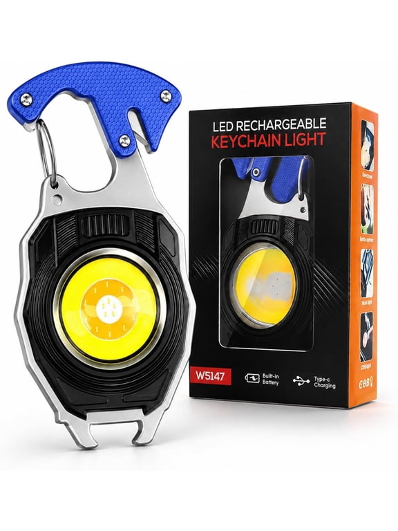 8-in-1 Multifunctional Keychain Flashlight, Pocket EDC Multitool,Blue