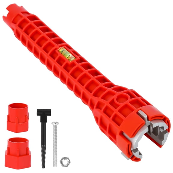 8 in-1 Multifunctional Sink & Faucet Installer Wrench - Plumbing Tool for Bathroom/Kitchen Toilet Pipe Repair & Installation (Red)