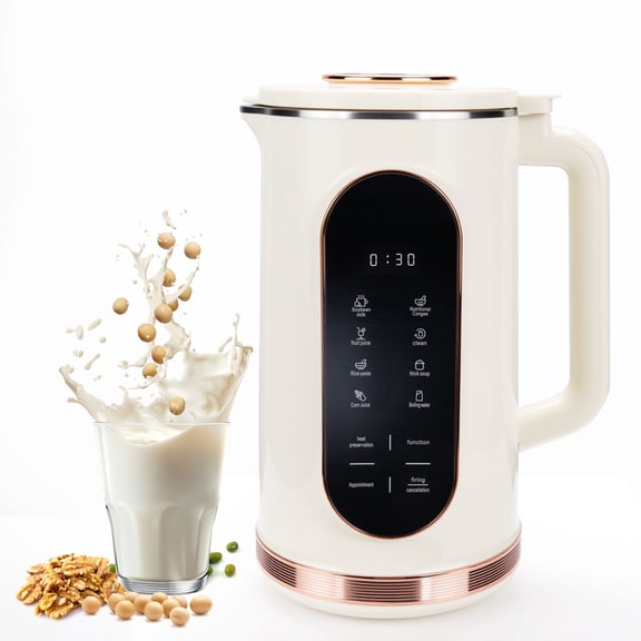 8-in-1 Nut Milk Maker, 48oz Automatic Plant-Based Milk Machine & Soy Milk Maker with 10 Blades, 304 Stainless Steel Inner, 12H Delay Start for Almond, Oat, Soy & Rice Milk