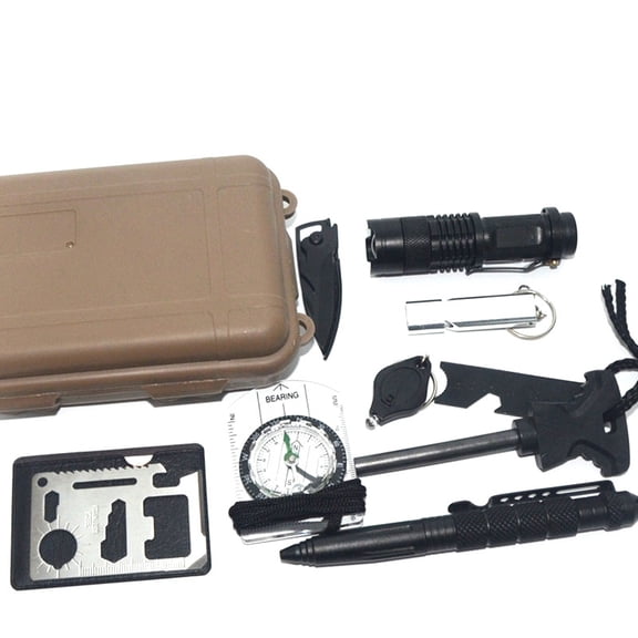 8-in-1 Outdoor Survival Gear Kit Multifunction Emergency SOS Tool Set Waterproof Sealed Box for Camping Hiking Hunting Rescue