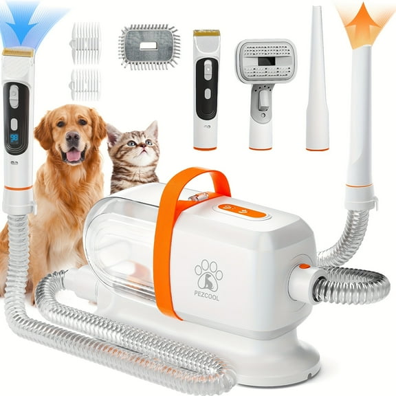 8-in-1 Pet Grooming Vacuum & Dog Hair Vacuum - 12000Pa Powerful, Low Noise, 3 Suction Levels | 2.2L Dust Cup, 6 Grooming Tools for Shedding Grooming Hair, Home Cleaning
