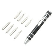 HARFINGTON 8-in-1 Mini Pen Screwdriver – Magnetic Bits (PH00/PH0/PH1/PH2 & Flat 1.5–3.5mm) For Glasses, Laptops, Electronics, DIY – Pocket Size