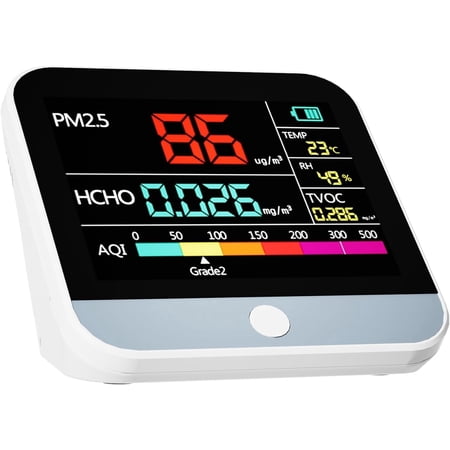 8-in-1 Professional Indoor Air Quality Monitor Indoor Portable PM2.5/PM1/PM10 Monitor | Temperature | Formaldehyde Detector AQI+Humidity TVOC | Air Quality Tester - Confined Space Clean Air Monitor