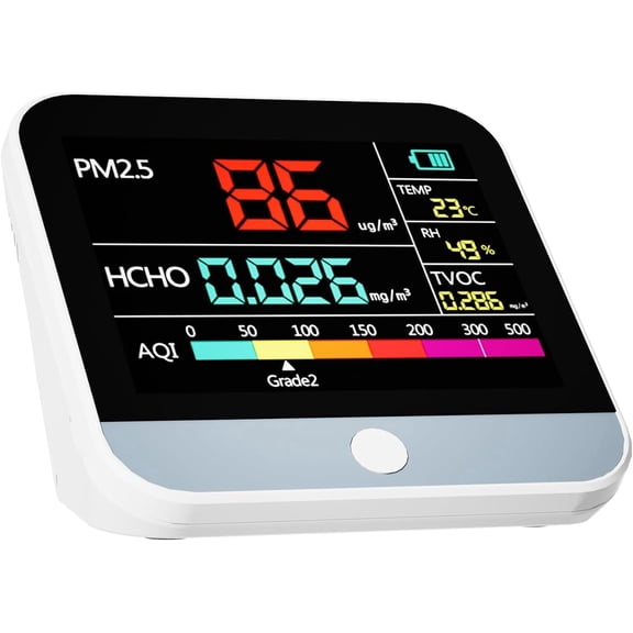 8-in-1 Professional Indoor Air Quality Monitor Indoor Portable PM2.5/PM1 /PM10 Monitor | Temperature | Formaldehyde Detector AQI+Humidity TVOC | Air Quality Tester - Confined Space Clean Air Monitor