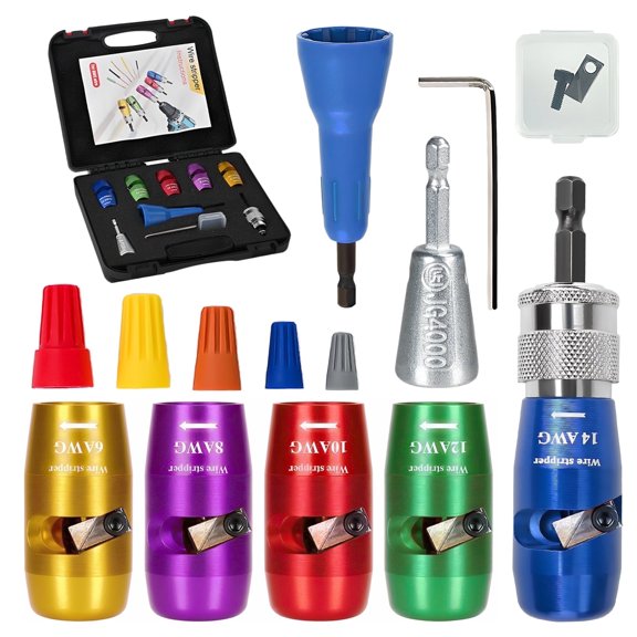 8-in-1 Professional Wire Stripper & Twister Tool for Drill,14-12-10-8-6 Gauge Electrician Tool,Wire Nut Twister,Stripping & Twisting Tool for Electricians